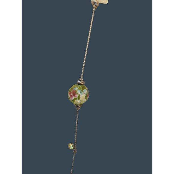 Vintage-Inspired 37" Silver-Tone Necklace Millefiori  Faux Gemstone Beads - Picture 3 of 6